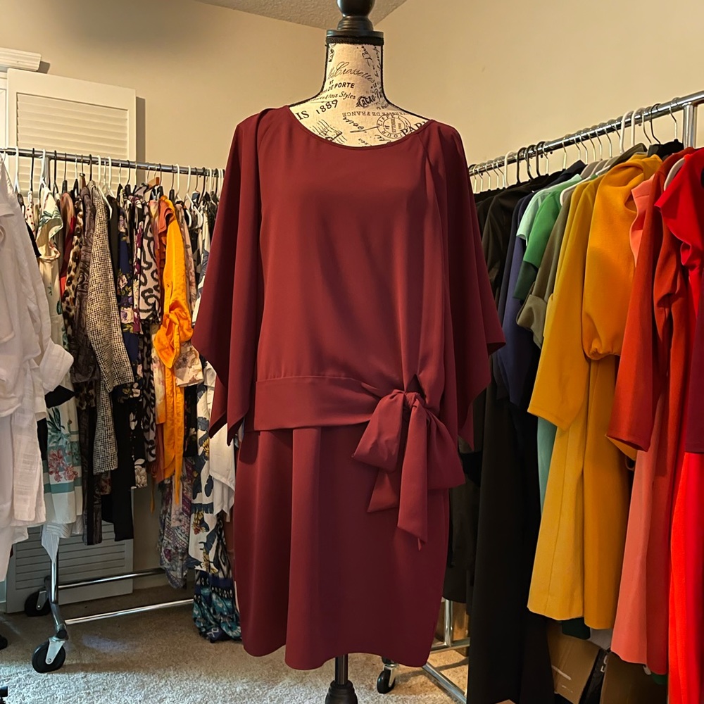 Amanda Uprichard Merlot/Burgundy Tie-waist Dress M